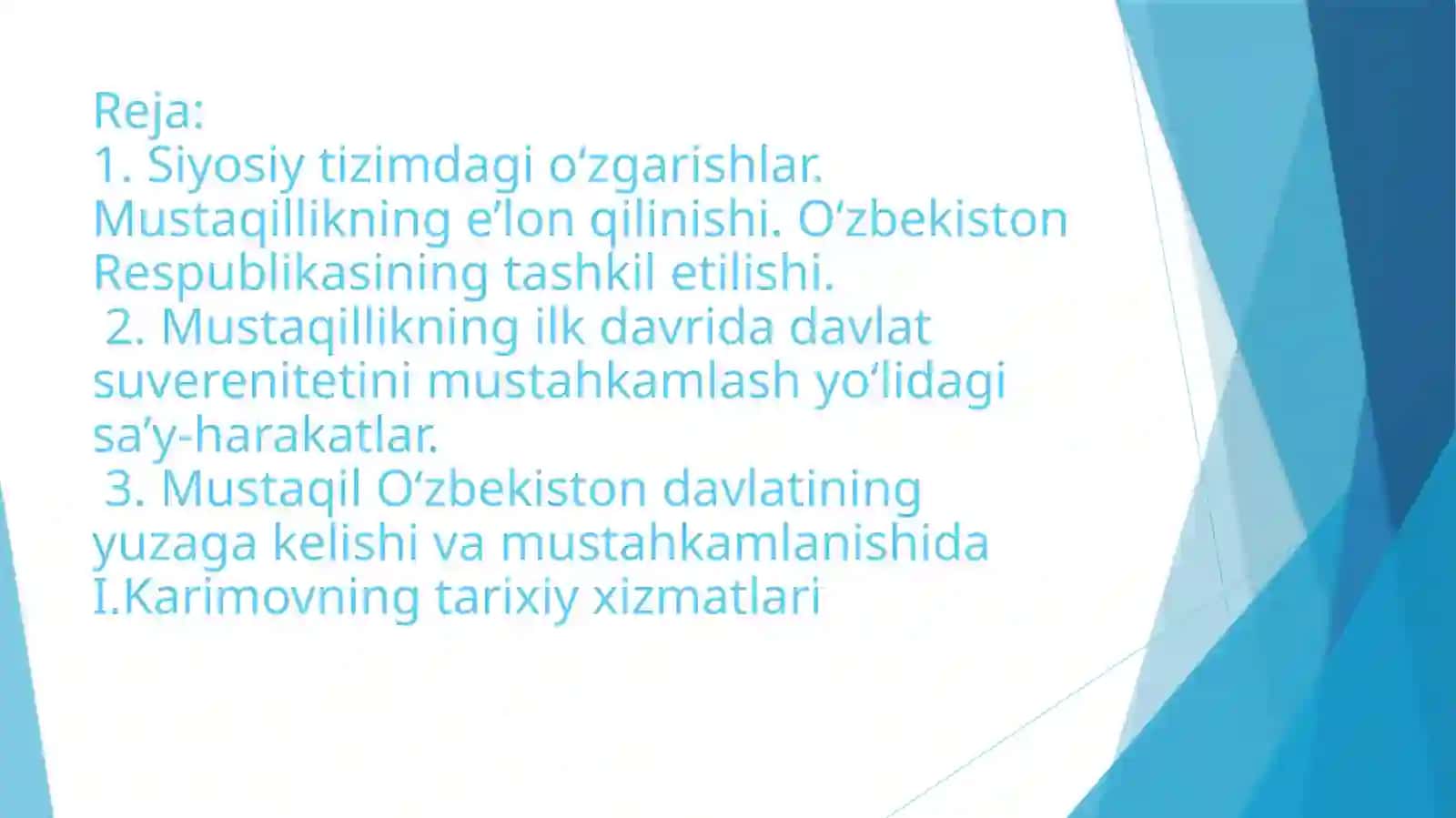 Mustaqil O'zbekiston Respublikasini tashkil topishi va uning tarixiy ahamiyati 2