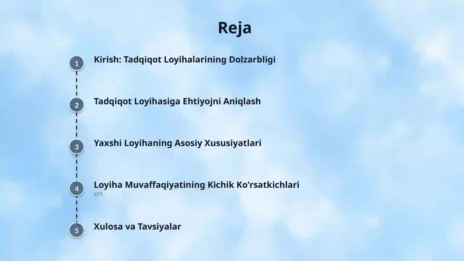 Tadqiqot loyihasiga ehtiyoj. Yaxshi loyihaning xususiyatlari. 2