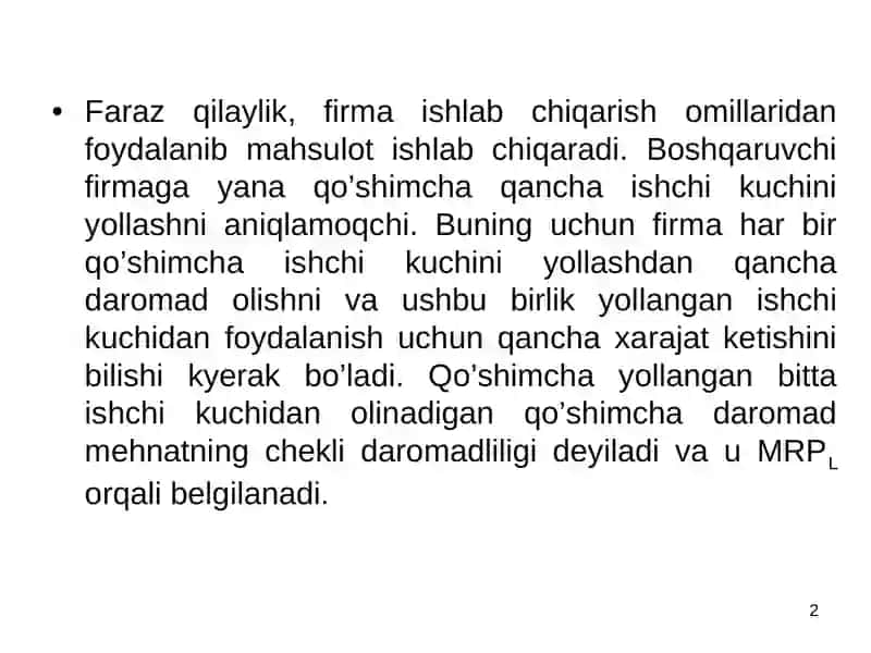 Mehnat bozori va korxonalarda mehnat resurslaridan foydalanish 2