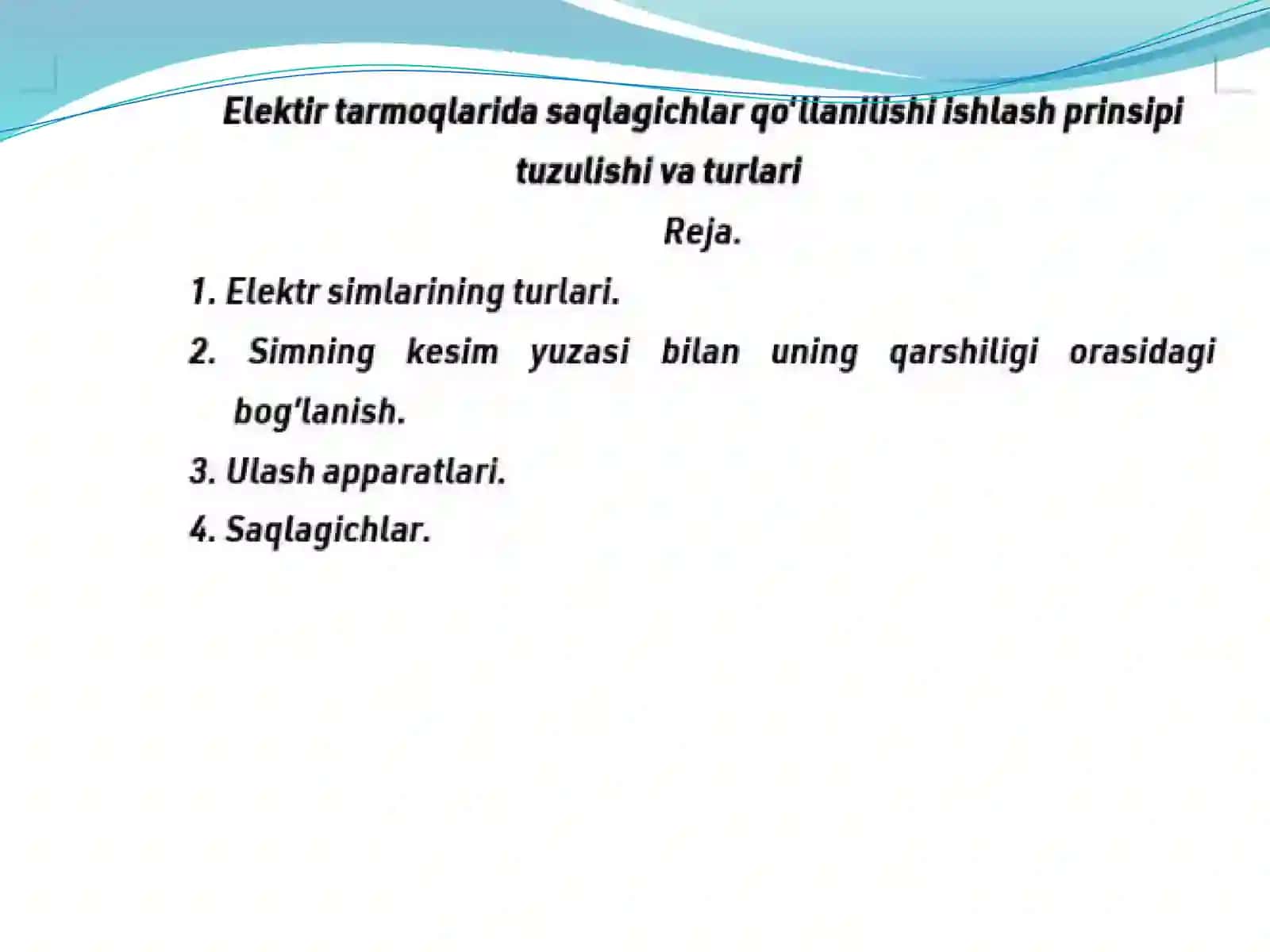 Elektr tarmoqlarida 1000 V gacha kuchlanishda ishlatiluvchi apparatlar haqida umumiy ma’lumot 2