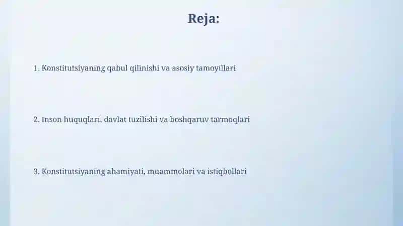 O'zbekiston Respublikasi Konstitutsiyasining qabul qilinishi va uning tarixiy ahamiyati 2