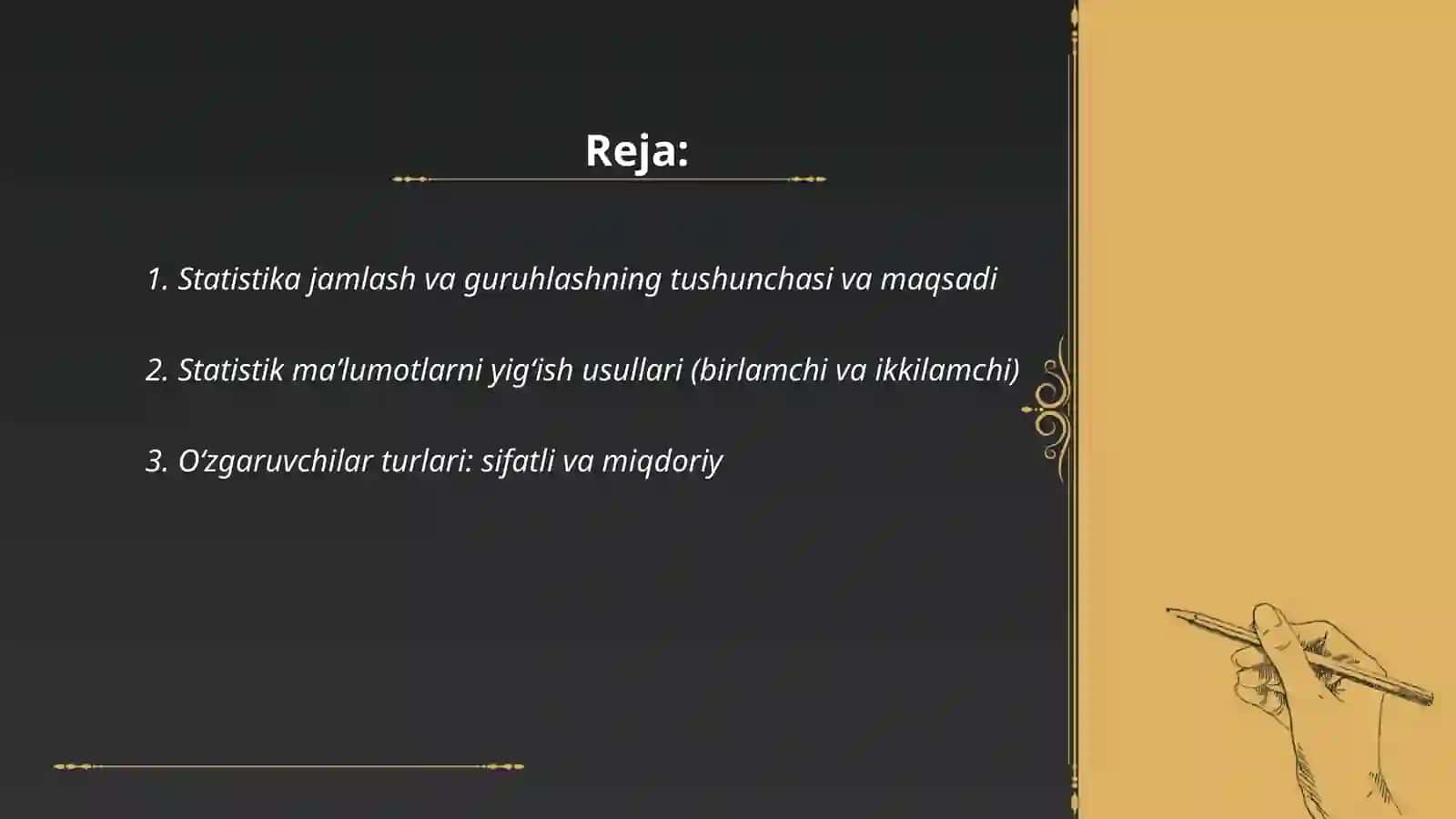Statistika jamlash va guruhlash 2