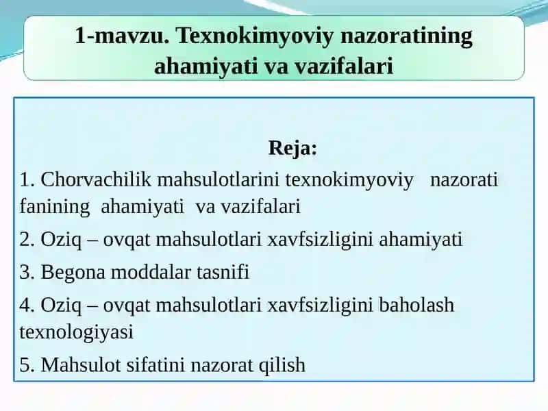 CHORVACHILIK MAHSULOTLARINI QAYTAISHLASH TEXNOLOGIYASI TA'LIM YO'NALISHI 2