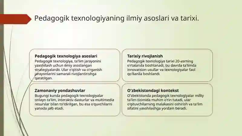 Pedagogik texnologiyaning ilmiy-nazariyasoslari 2