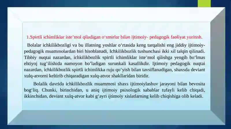 MAKTAB O'QUVCHILARI BN MAKTAB IJTIMOIY ISH JARAYONI IJTIMOIY PROFILAKTIKA JIHATLARI 2