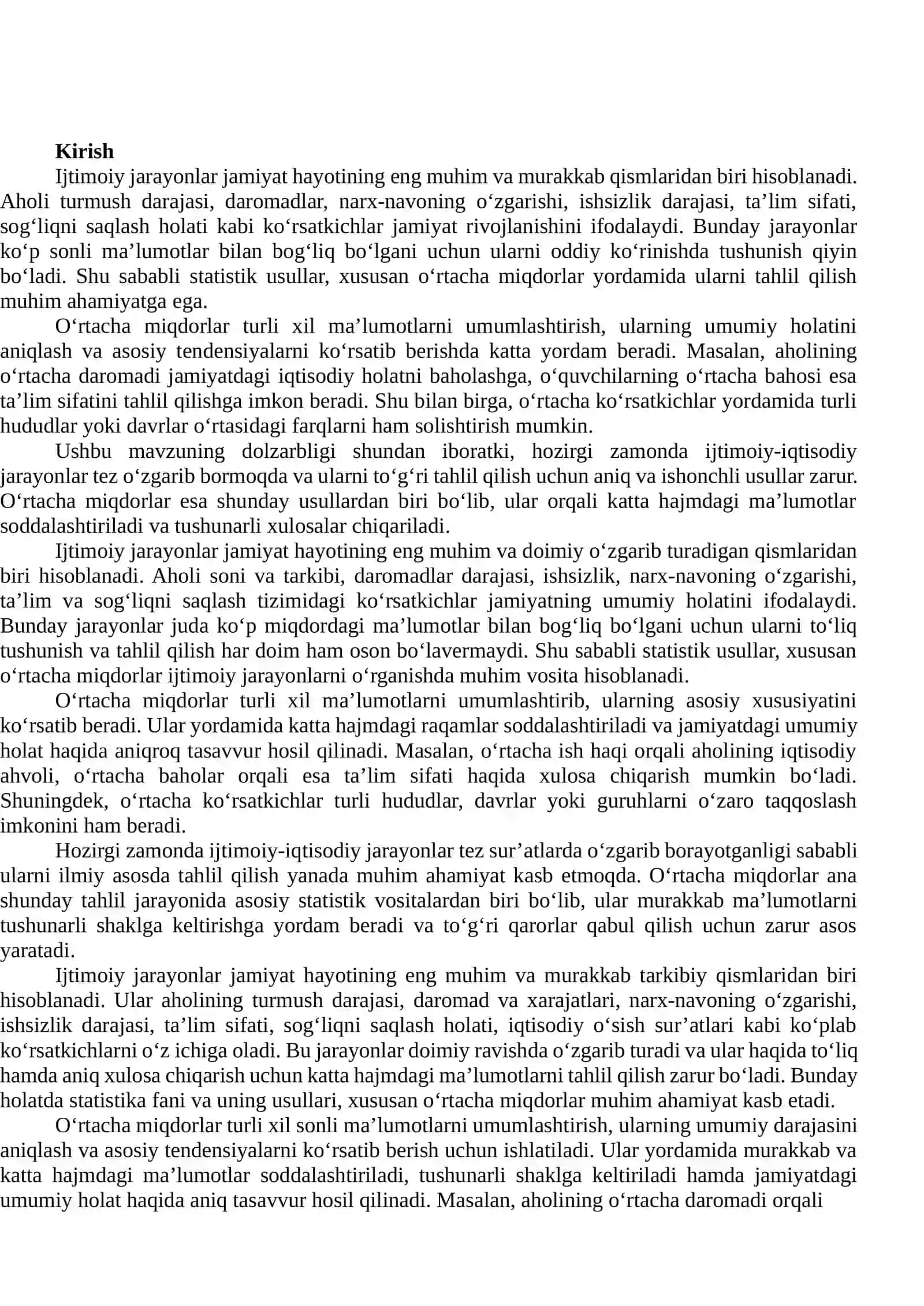 Oʻrtacha miqdorlar yordamida ijtimoiy jarayonlarni tahlil qilish 2