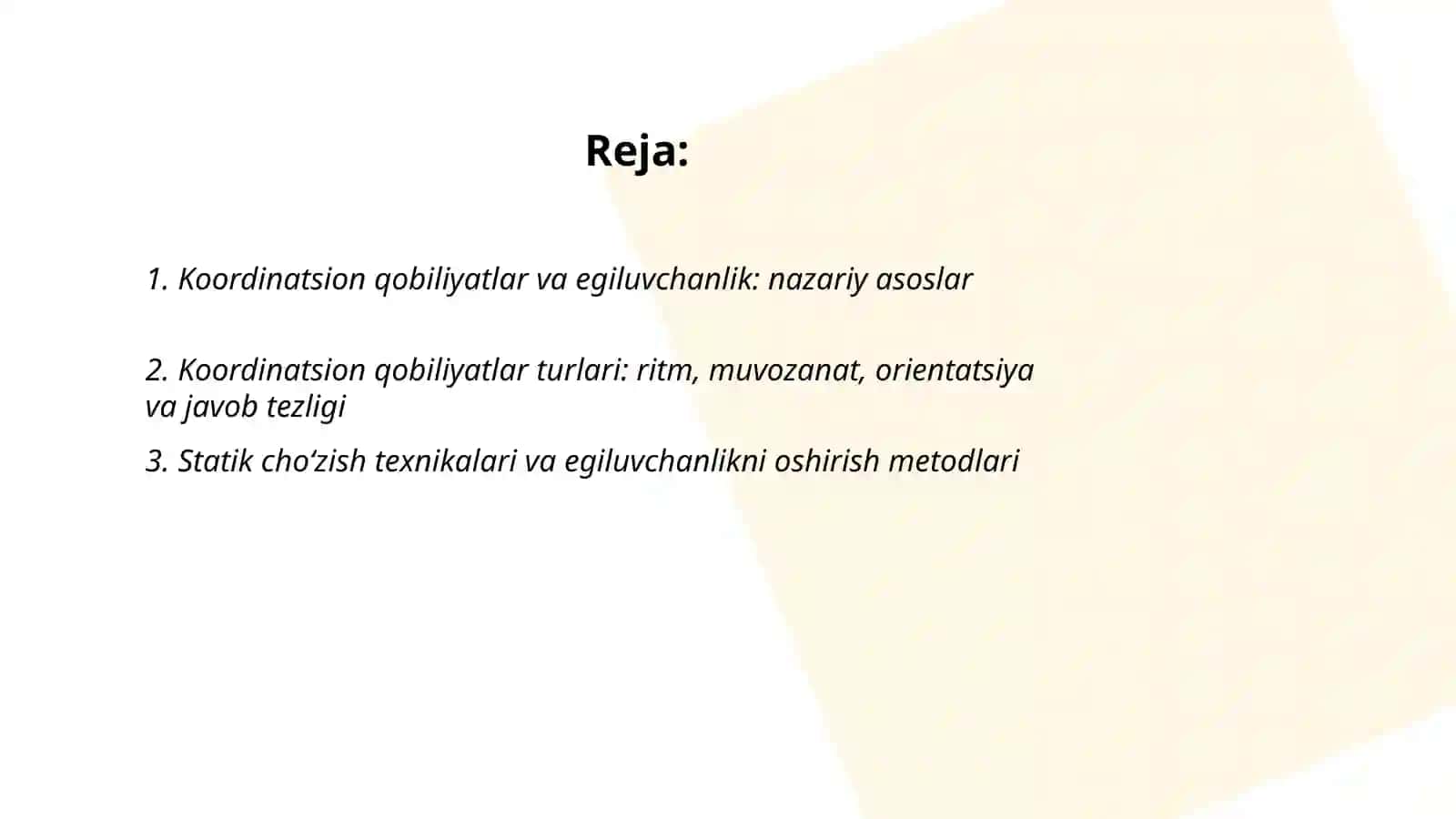 Koordinatsion qobiliyatlar va egiluvchanlikni tarbiyalash 2