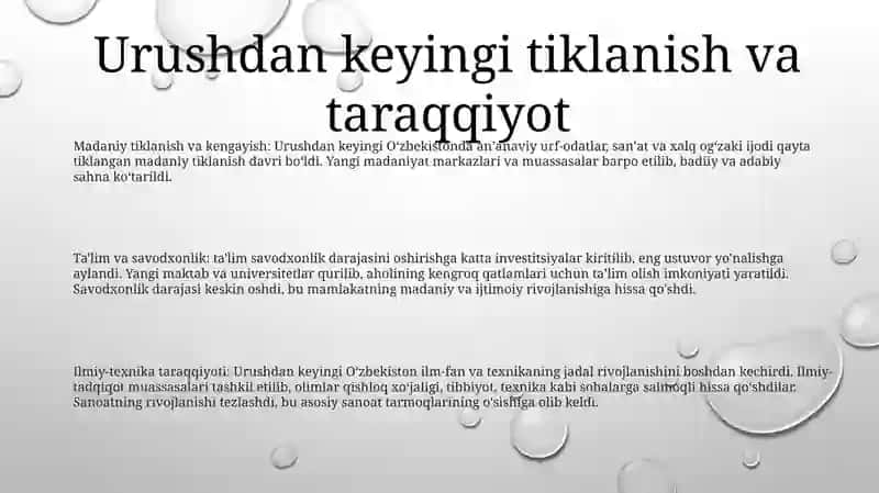 Ikkinchi Jahon Urushidan Keyin OʻZbekiston Madaniyati 2