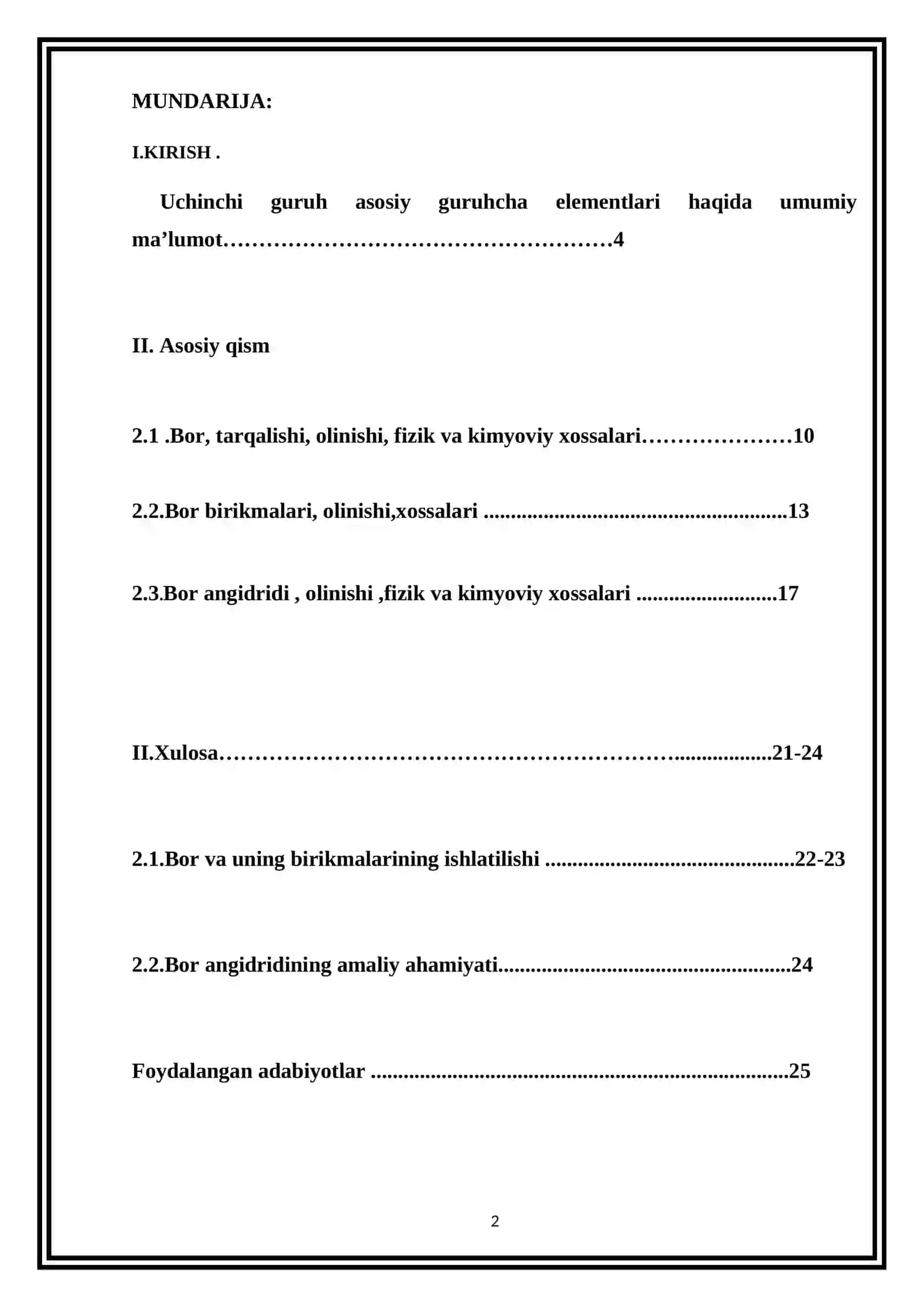 Bor angidridning olinishi va xossalari 2