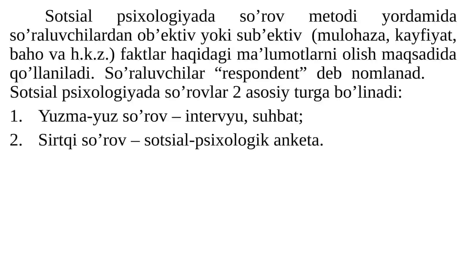 So’rov metodi 2