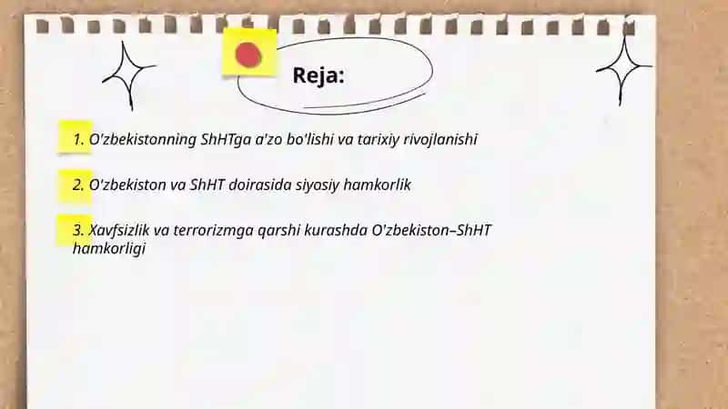 O'zbekiston shht bilan hamkorlik munosabatlari 2