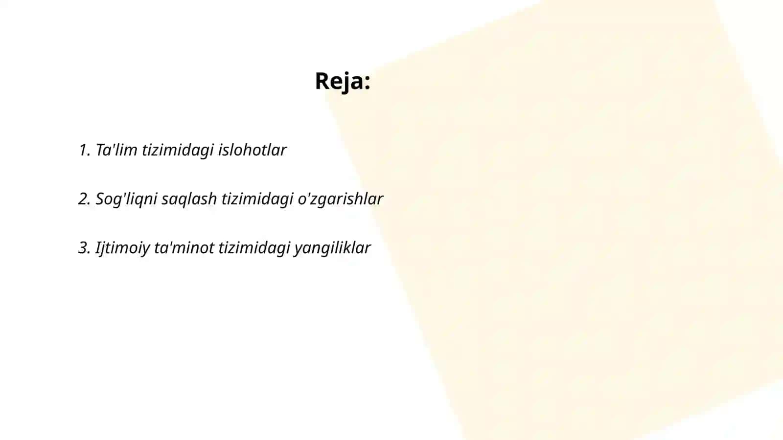 Oʻzbekiston Respublikasida ijtimoiy sohadagi oʻzgarishlar 2