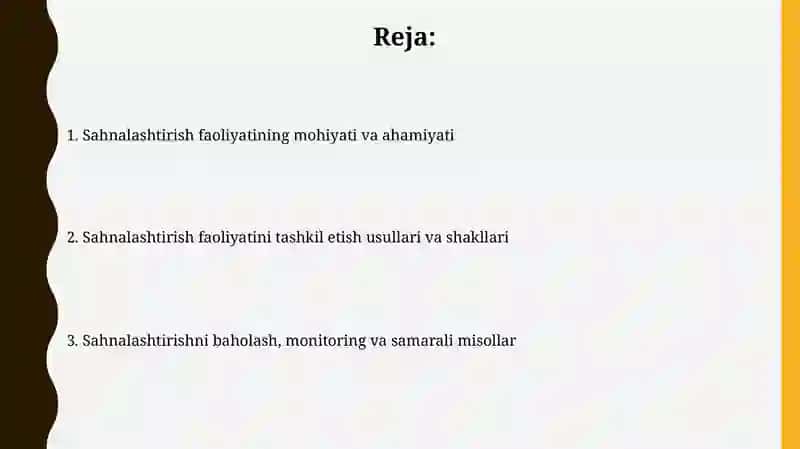 Sahnalashtirish faoliyati 2