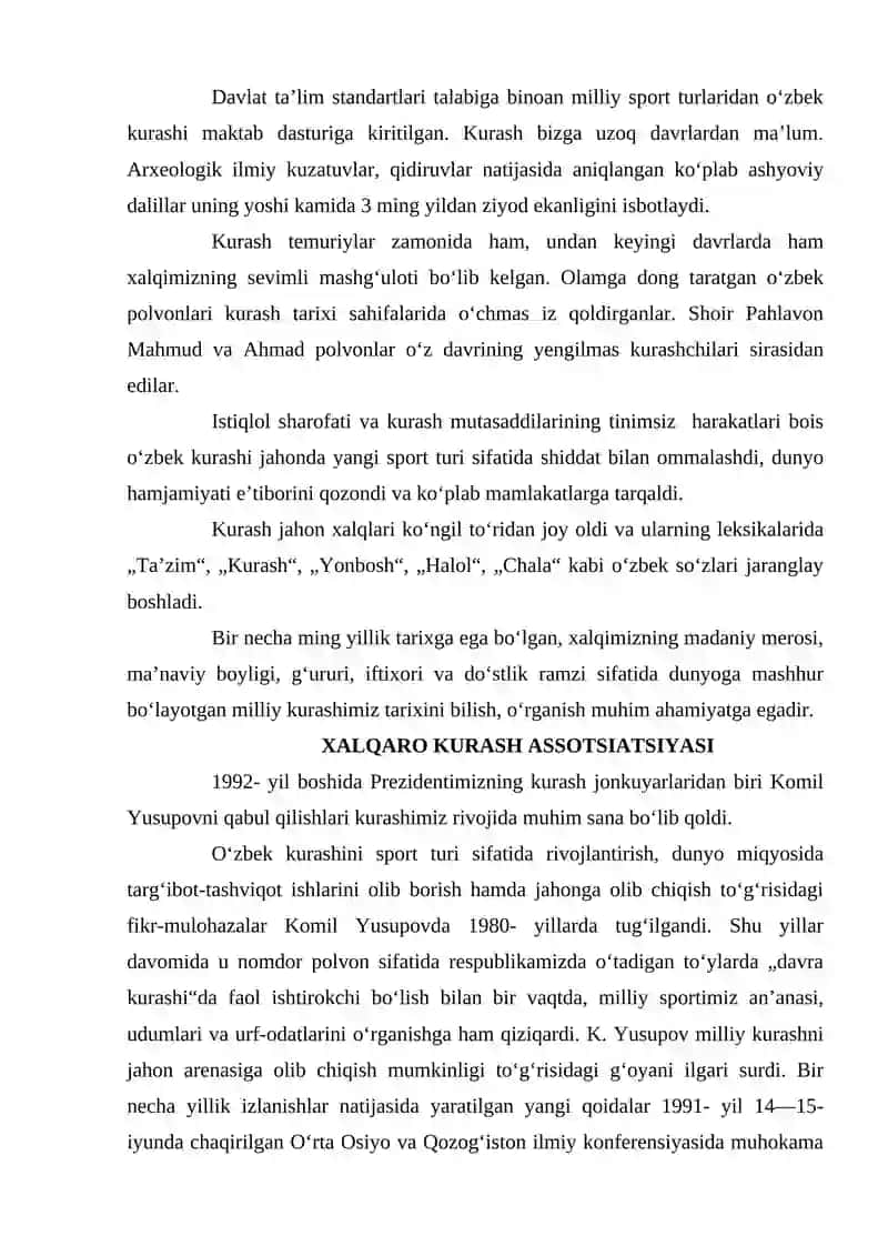 O’ZBEK MILLIY KURASH FEDERATSIYASINING TUZILISHI 2