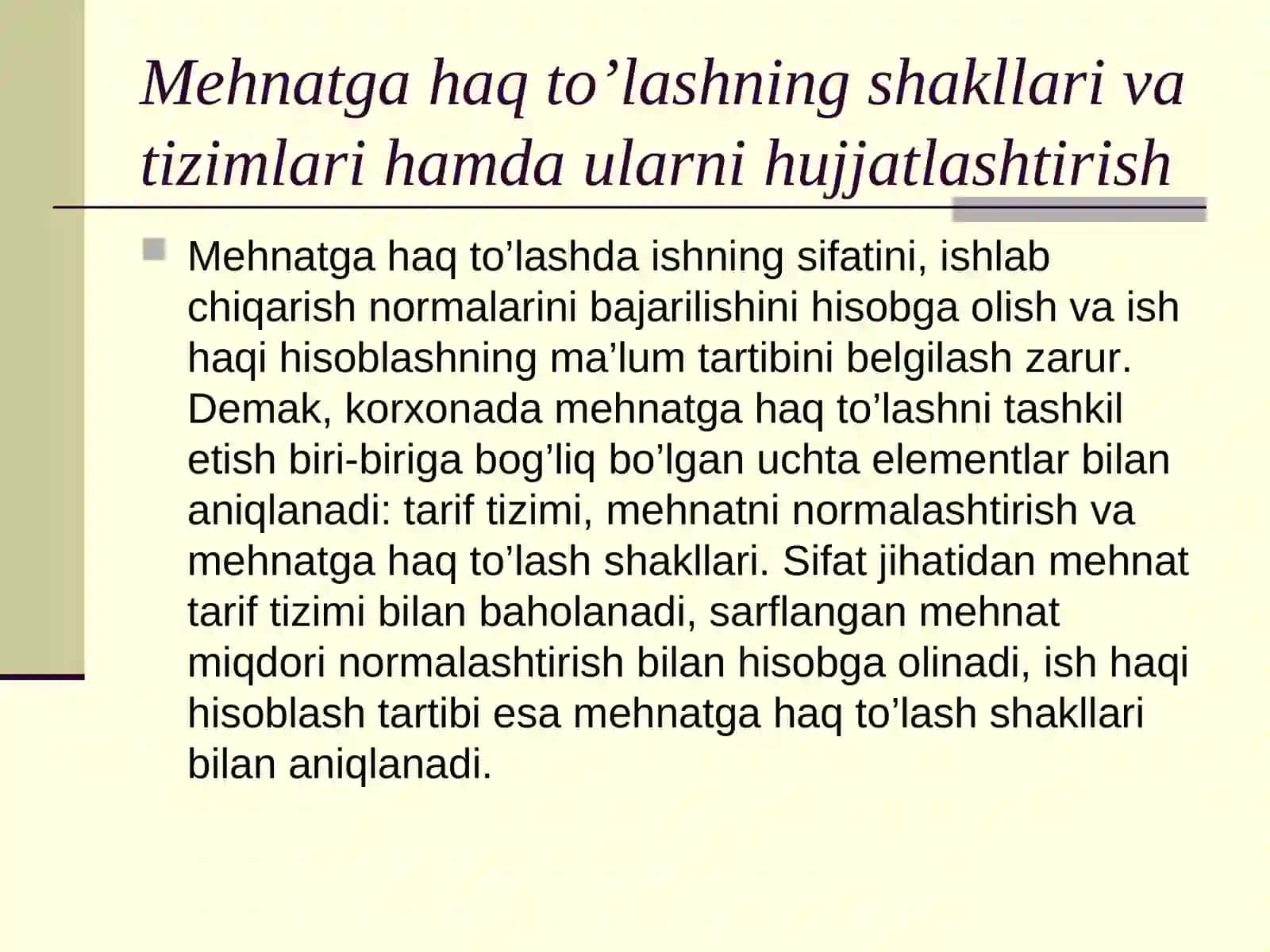 Ishchi haqi shakllari. Ish haqi sistemalari 2