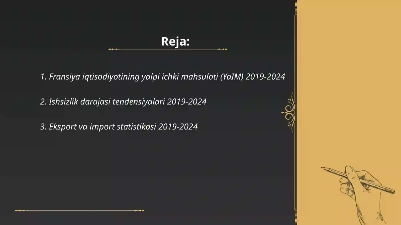 Fransiya iqtisodiyoti 2019-2024 yil statistikadida 2