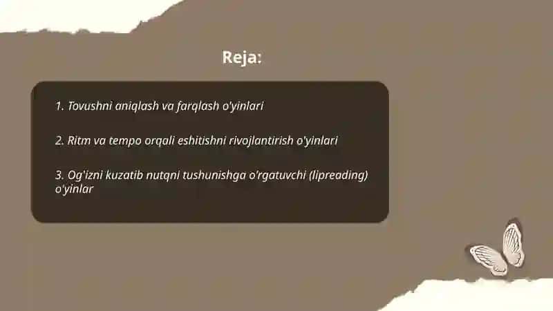 Tovushni aniqlash va farqlash o'yinlari 2