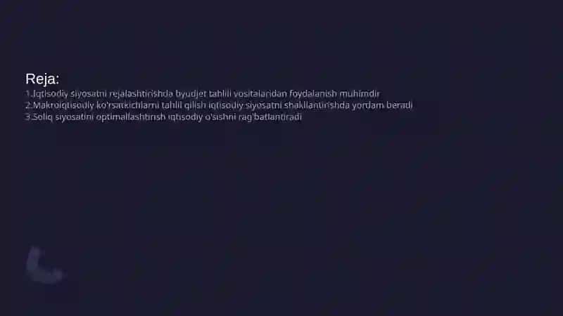 Iqtisodiy siyosatni ishlab chiqish vositalari 2