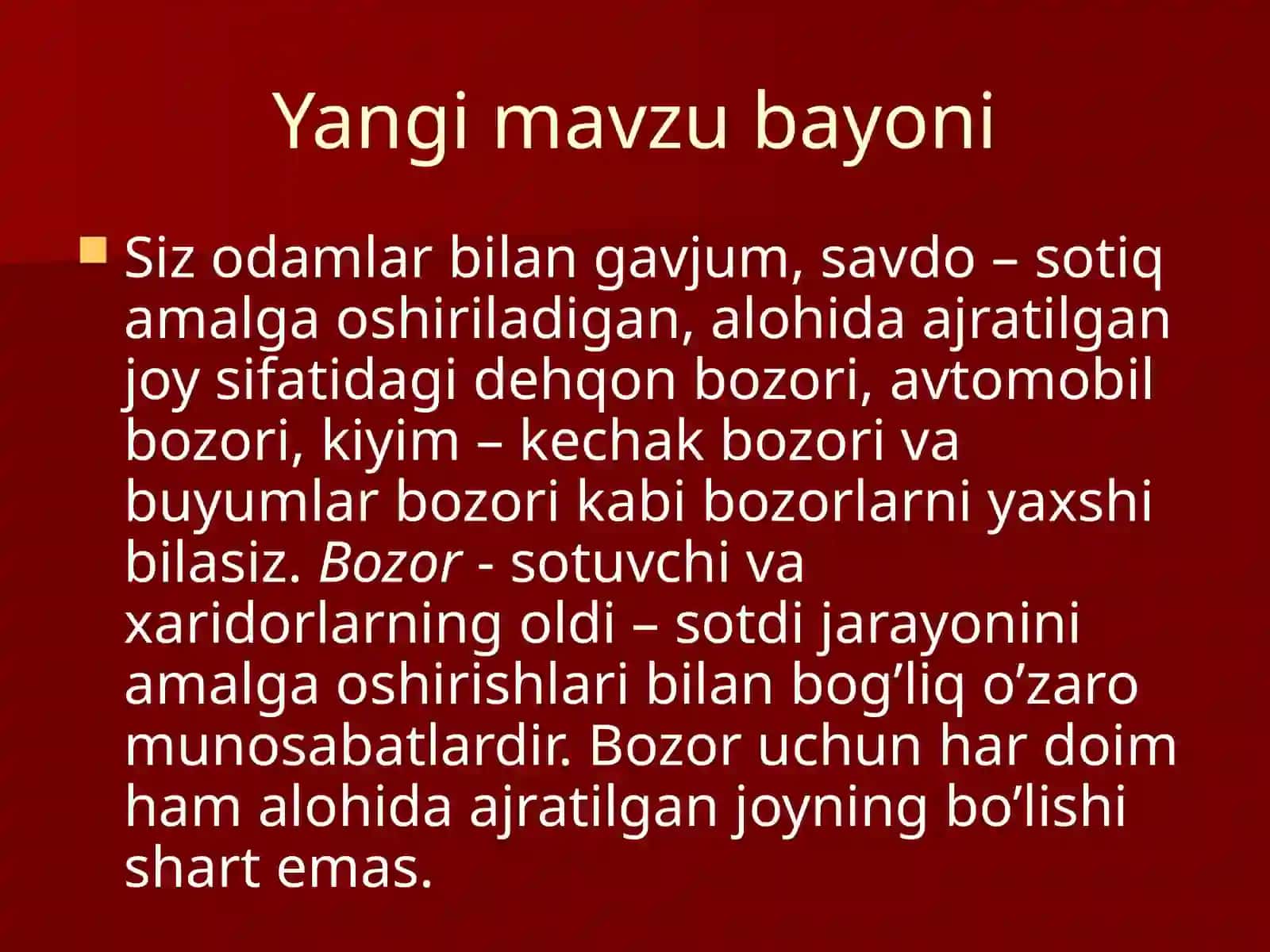 Bozor va uning turlari 2