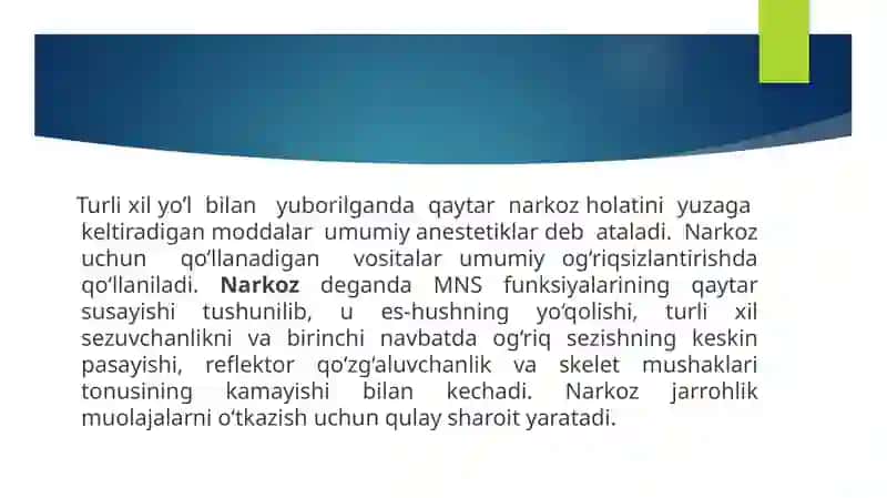 Narkozvositlari. Narkozning 4-bosqichi 2