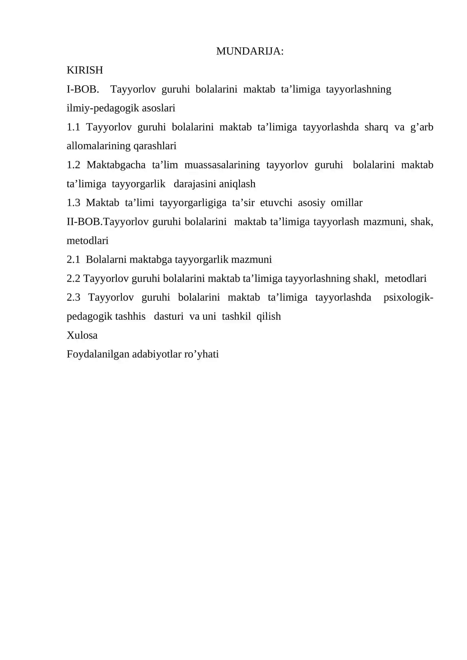 Bolani maktab talimiga tayyorlashga tasir etuvchi omillar 2