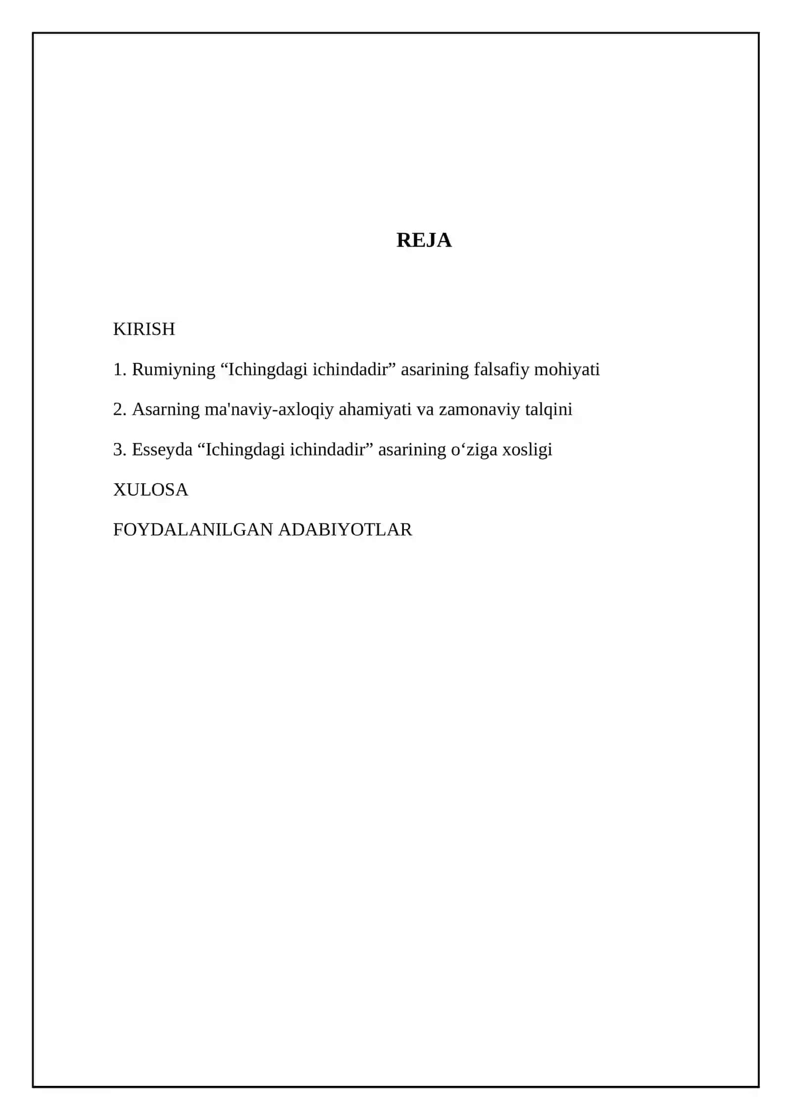 J.Rumiyning “Ichingdagi ichindadir” asari bo‘yicha esse taqdimoti 2