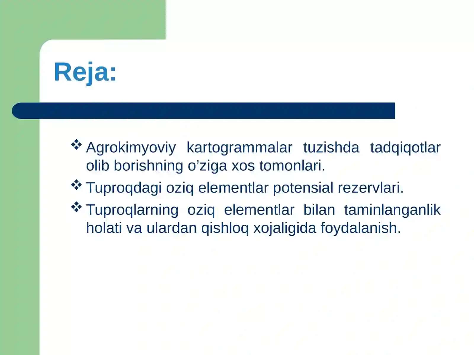 Tuproqlarni agrokimyoviy va radiologik tadqiq qilish natijalaridan o'git qo'llashda foydalanish 2