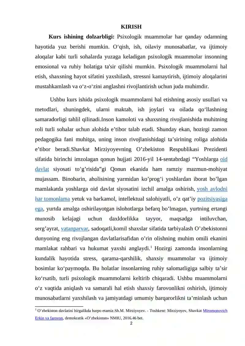 Psixologik muammoni hal etish usullari 2