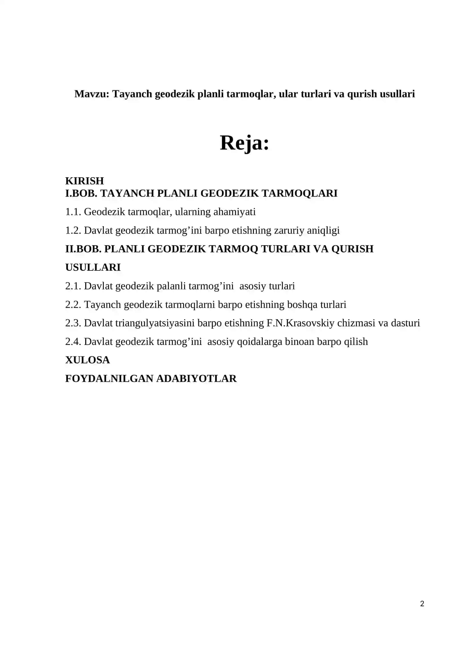 Tayanch geodezik planli tarmoqlar, ular turlari va qurish usullari 2