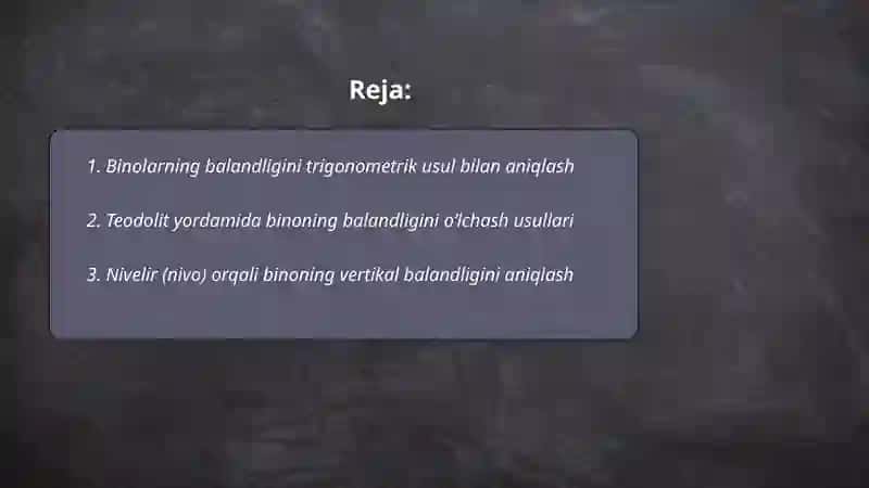Binolarning balandligini aniqlash 2