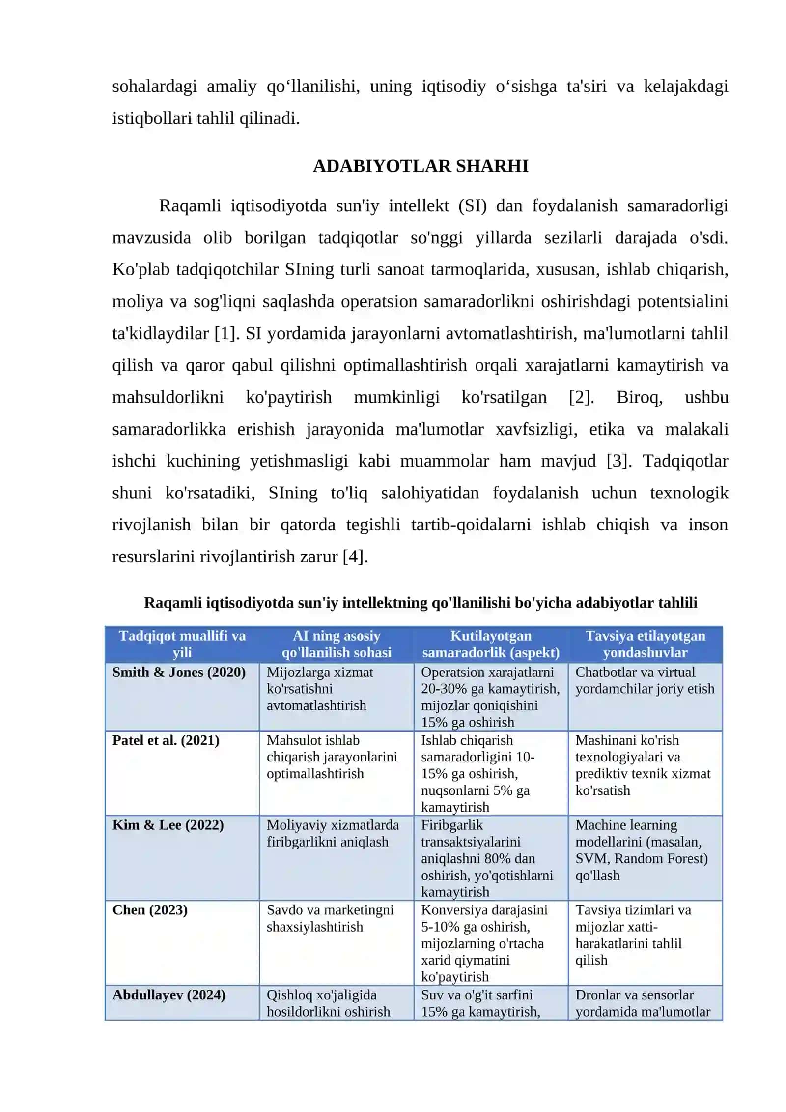 RAQAMLI IQTISODIYOTDA SUN'IY INTELLEKTDAN FOYDALANISH SAMARADORLIGI 2