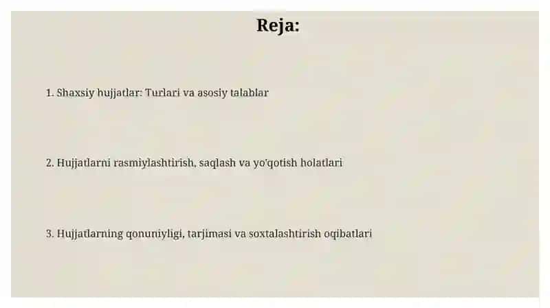 Ish hujjatlari va ularga qoʻyiladigan asosiy talablar 2