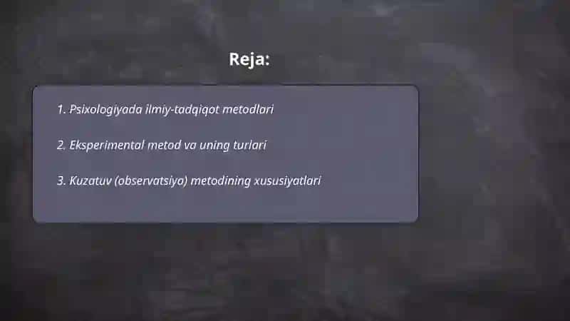 Psixologiya fanining metodi 2