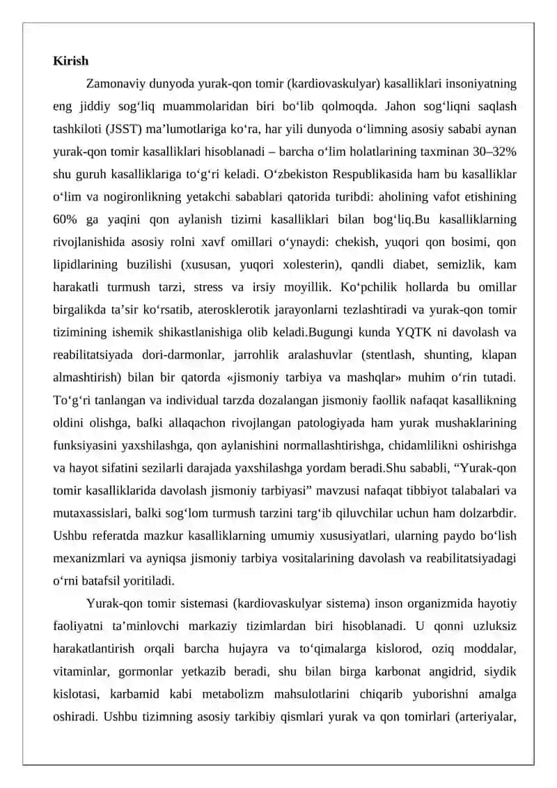 Yurak qon-tomir sistemasi kasalliklari haqida tushuncha va unda davolash 2
