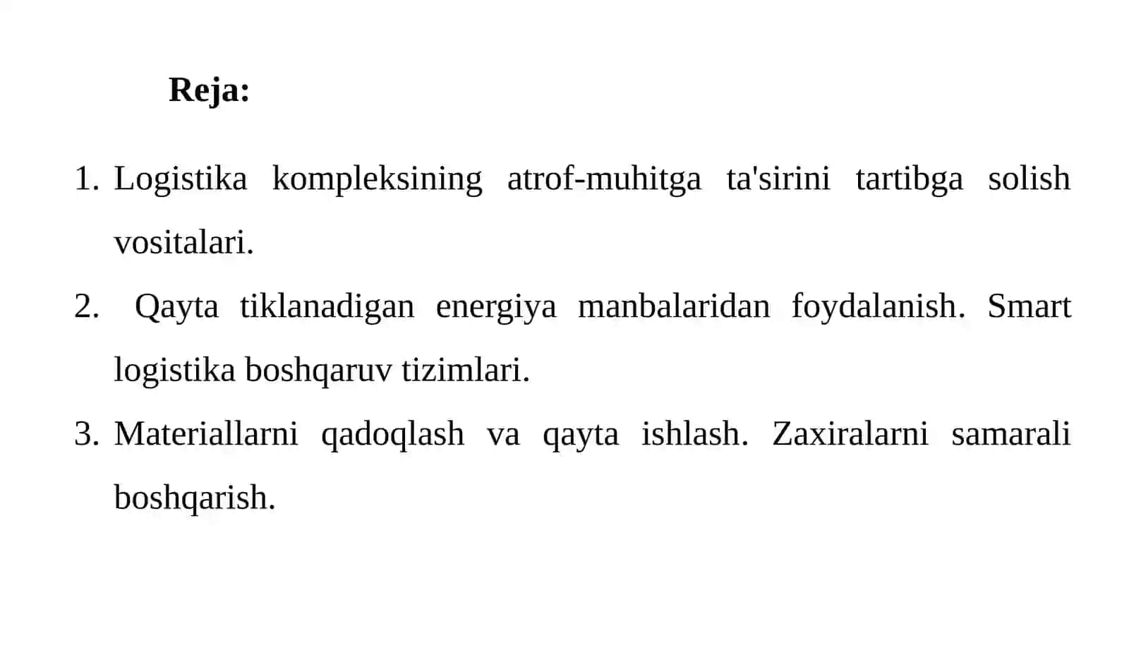 Logistikada yashil texnologiyalardanfoydalanish xususiyatlari 2