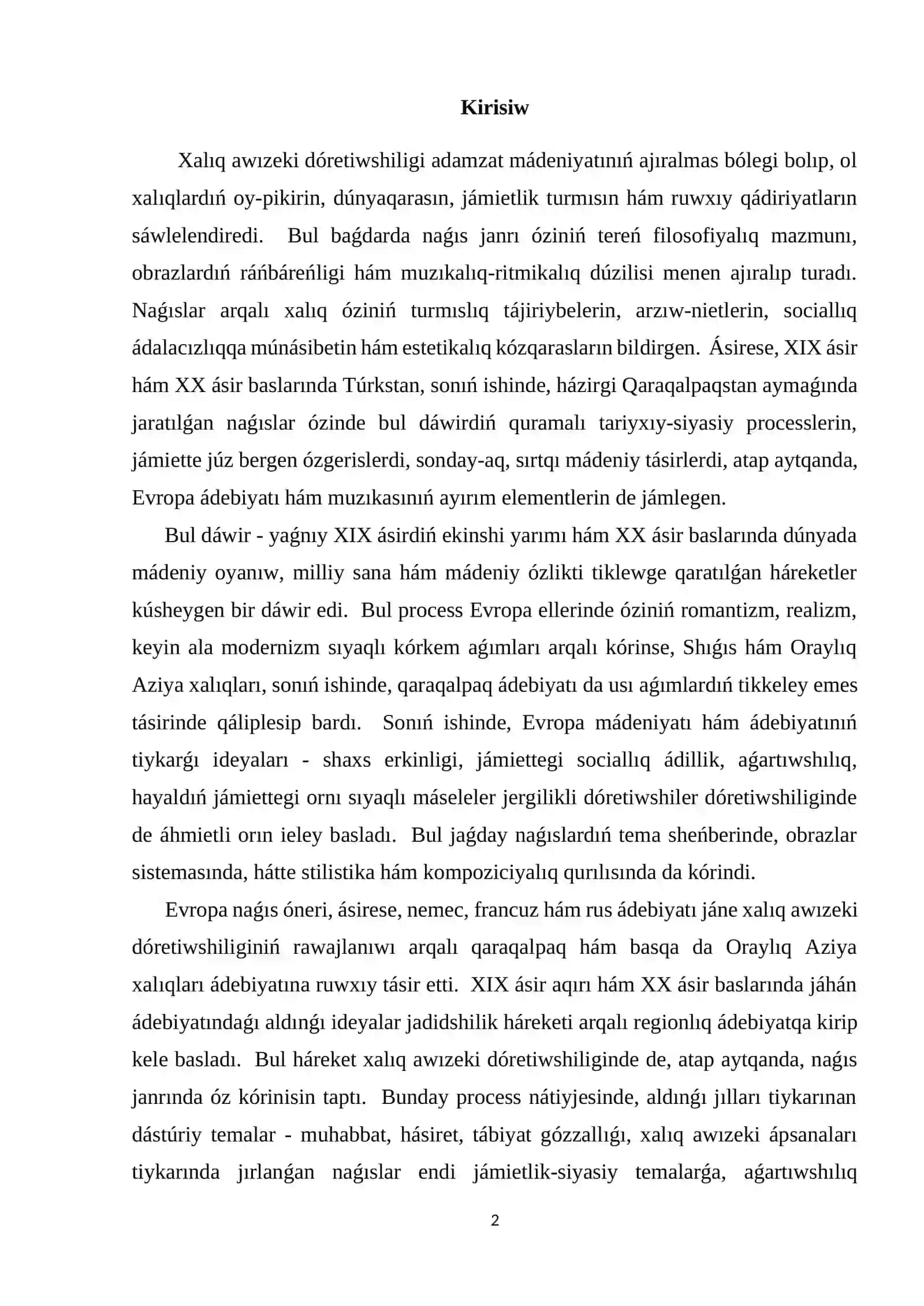 XIX ásir XX ásir baslarındaǵı naǵıslarda Evropa naǵıslarınıń tásiri 2