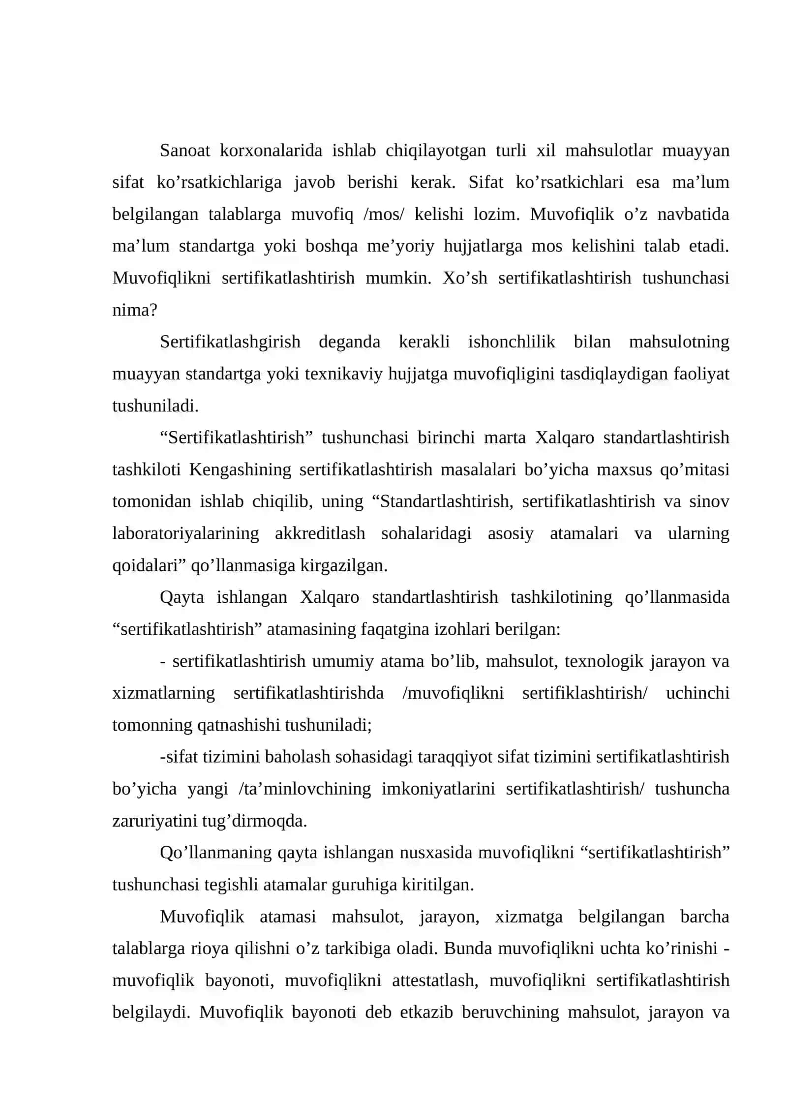 Mahsulot va xizmatlarning sertifikatlashtirish 2