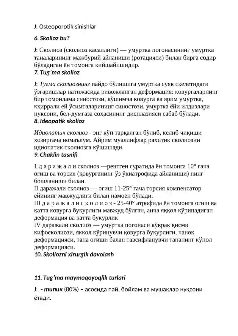 Travmatologiya yakuniy savollariga javoblar 2