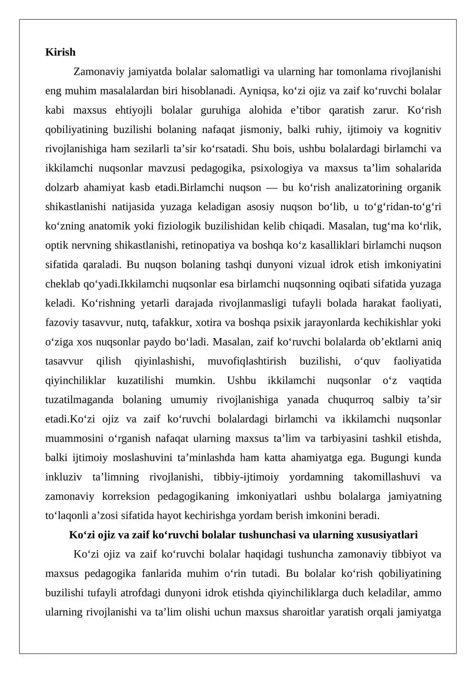 Ko‘zi ojiz va zaif ko‘ruvchi bolalarda birlamchi va ikkilamchi nuqsonlar 2