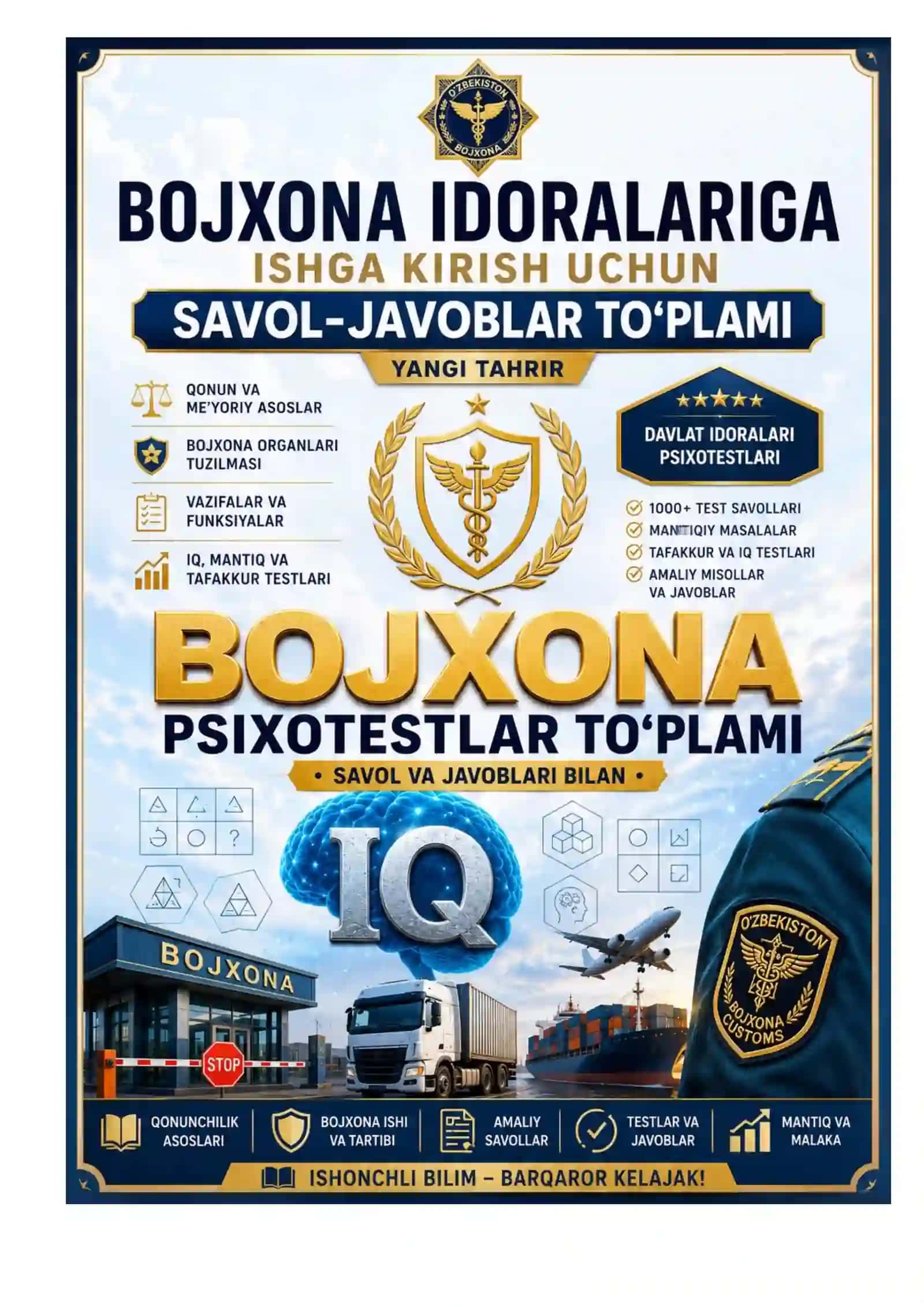 Bojxona psixologik test savollari javoblari bilan 2