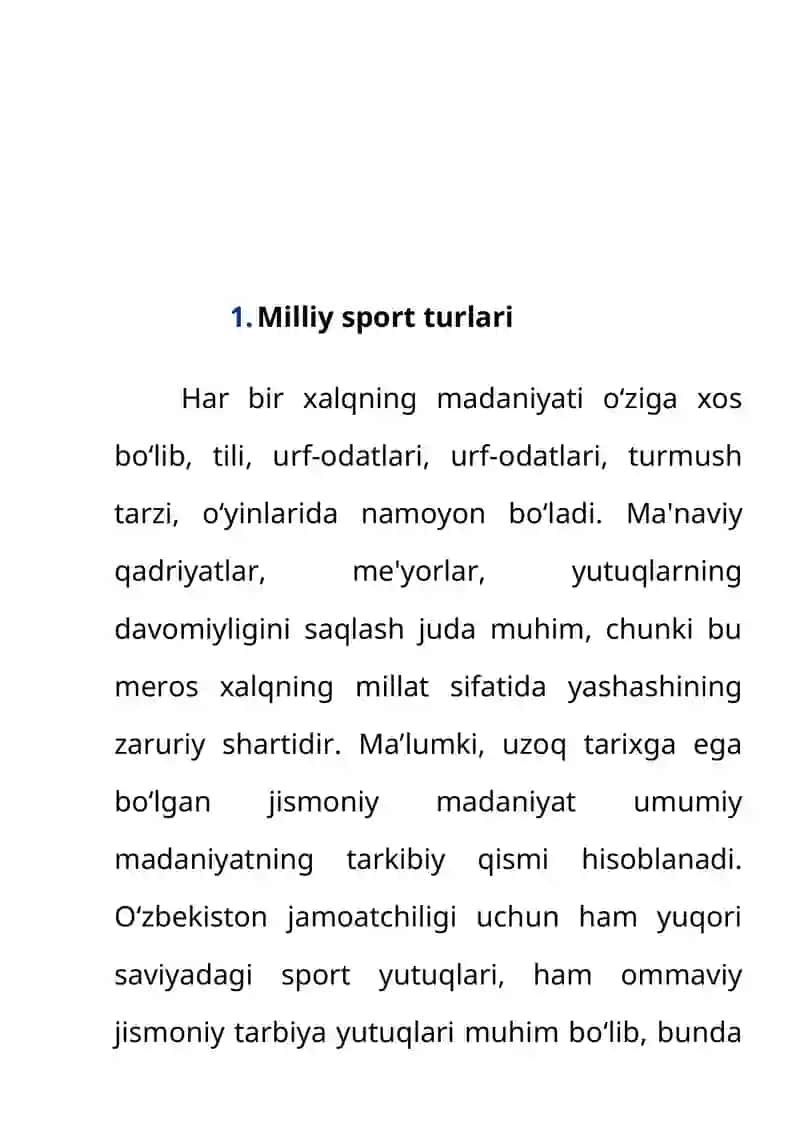 Milliy sport turlarining rivojlanishi 2