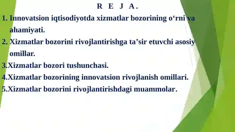 Innovatsion iqtisodiyotda xizmatlar bozorini rivojlantirish 2