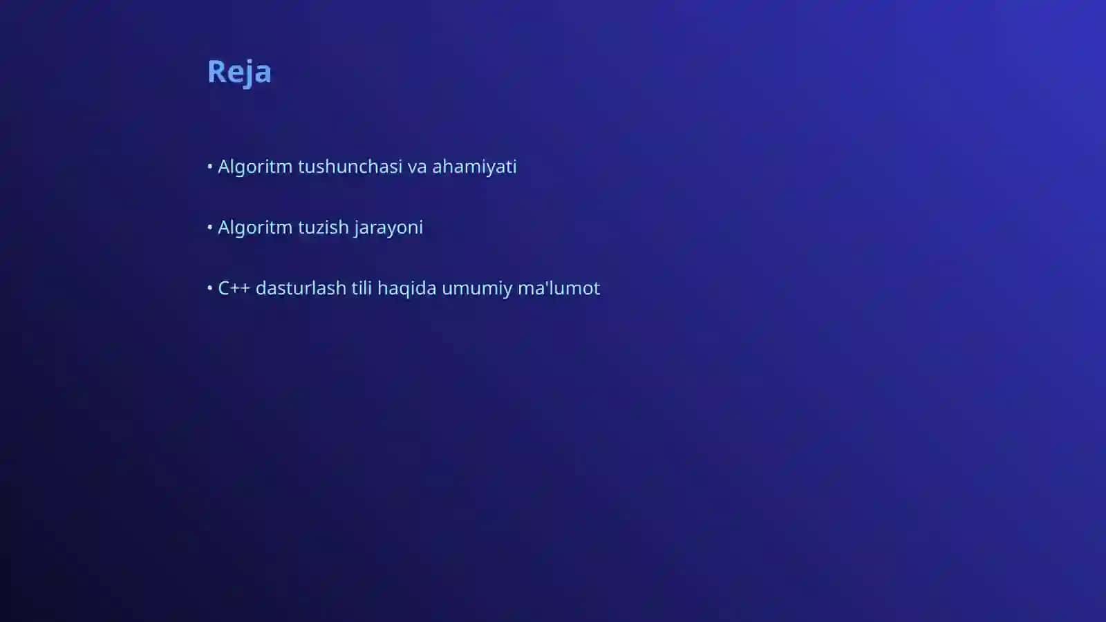 Algoritm tuzish va shu algoritm asosida C++ dastu tilida dastur tuzish 2