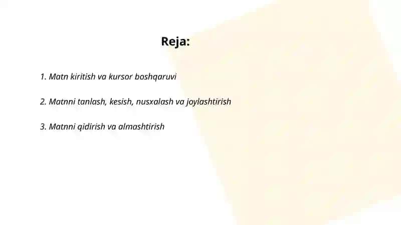 Word dasturida matn bilan ishlash 2