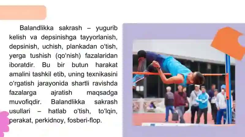 Yugurib kelib balandlikka sakrash texnikasi 2