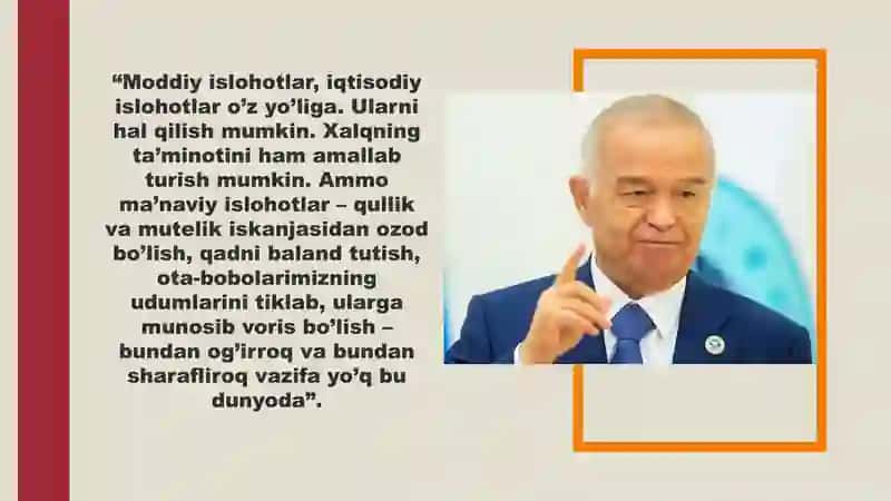 Mustaqillik yillarida Oʻzbekistonning  maʼnaviy va madaniy taraqqiyoti. 2