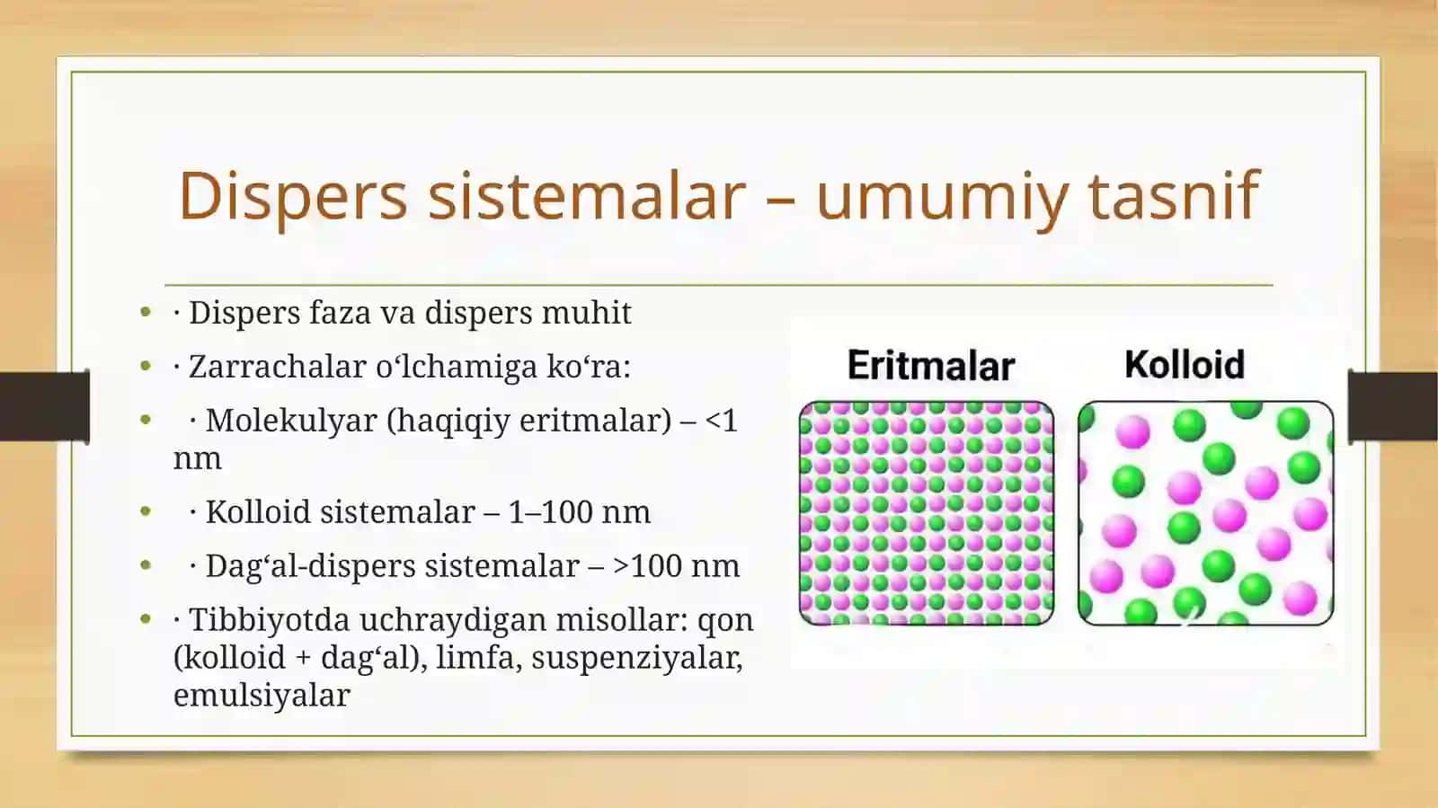 Kolloidsistemalarnidializyo‘libilantozalash.Gemodializnio‘tkazishdakimyoningahamiyati.Yuqorimolekulyarbirikmalareritmalariningxossalari.Qonningreologikxossalari.Dag‘al-disperssistemalarningxossalarivaularnitibbiyotvafarmakologiyadaishlatilishi 2