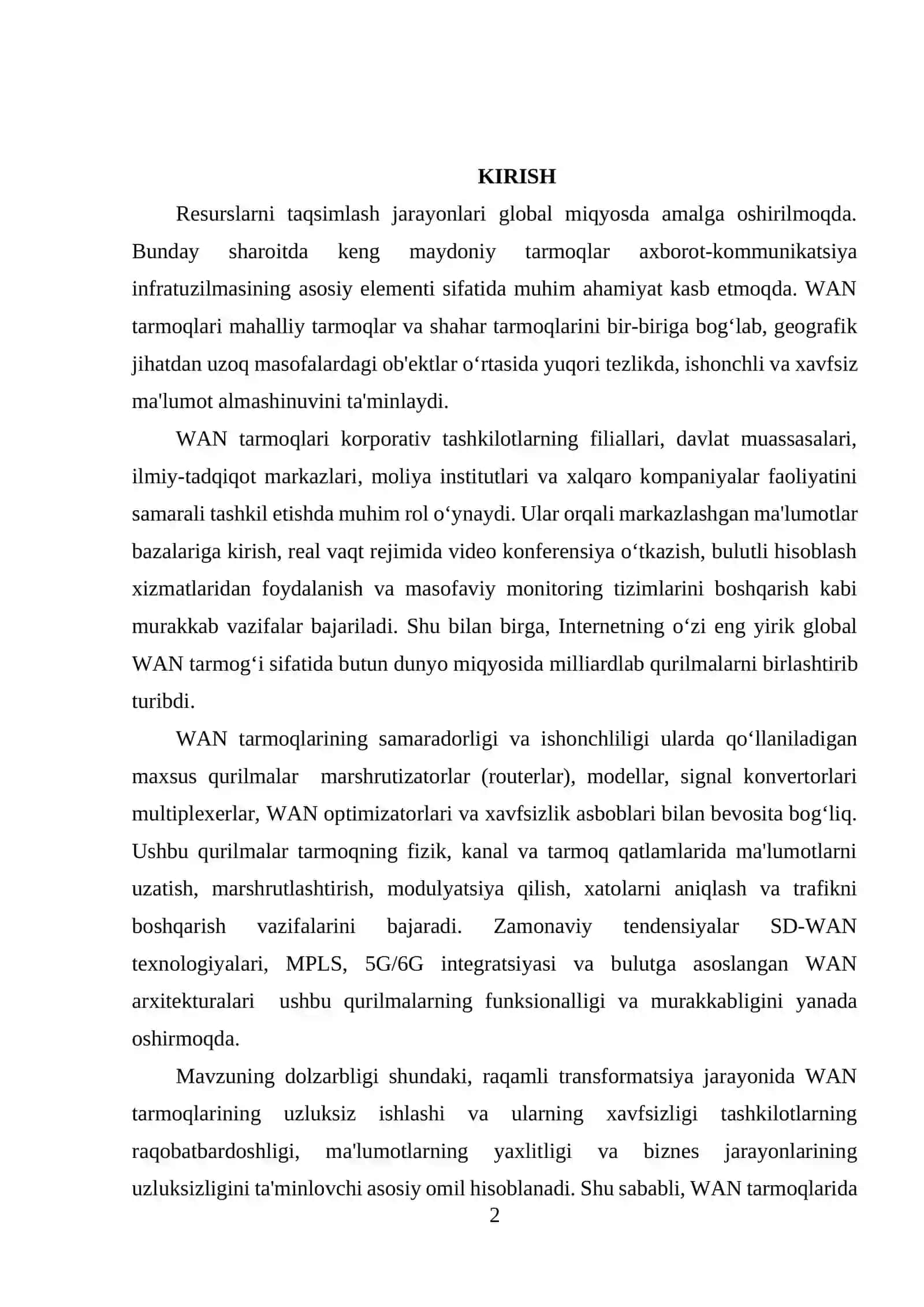 WAN tarmog’ida qo’llaniladigan asosiy qurilmalar 2