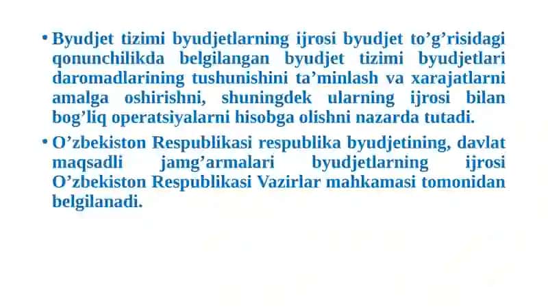 Byudjet ko’rsatkichlarini Ijrochilarga yetkazish 2