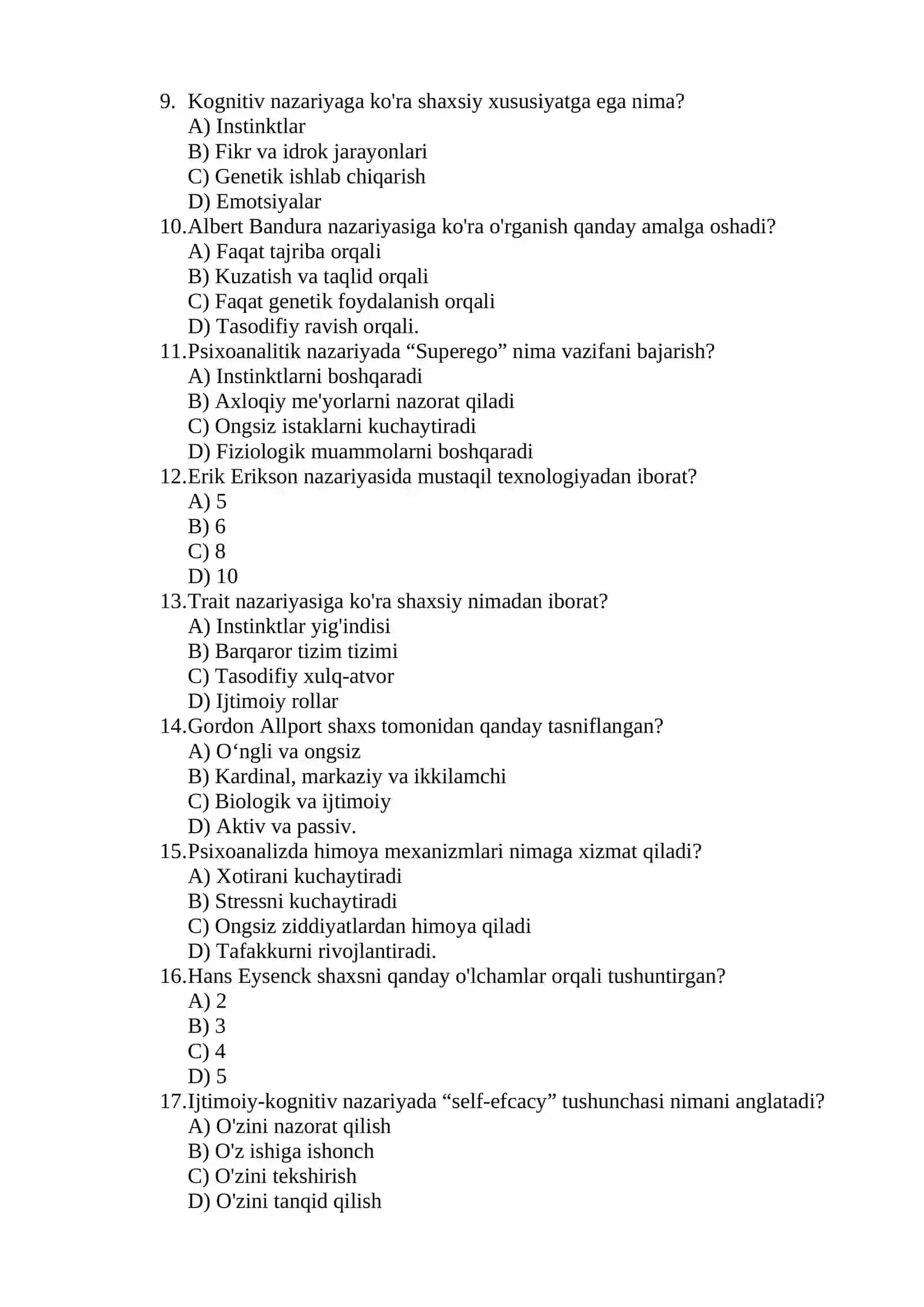 Shaxsning psixoanalitik nazariyasiga ko'ra, “Id” qanday funksiyani qobiliyati? 2